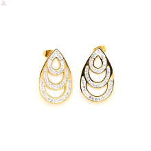 Latest stainless steel gold crystal earrings stud,gold water drop stud jewelry